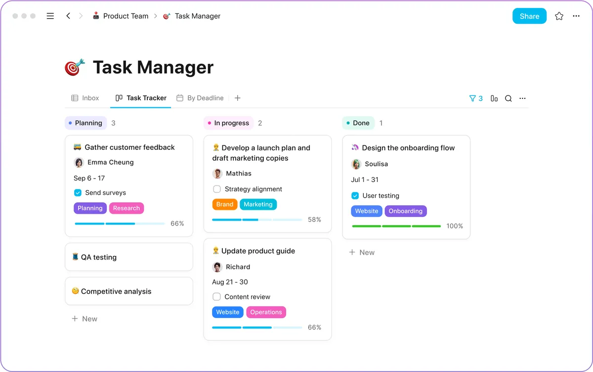 AppFlowy's task board