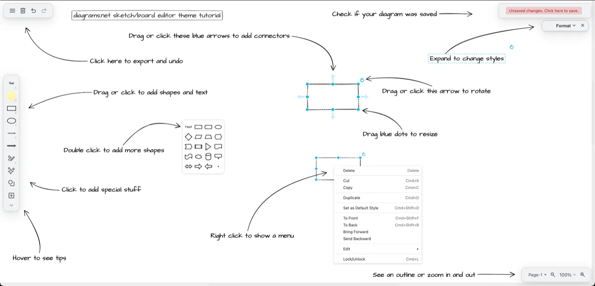 A draw.io diagram with shapes and connectors