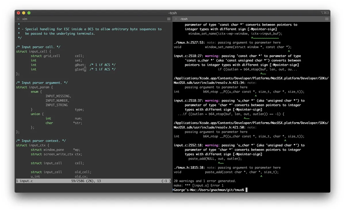 iTerm2 with split panes