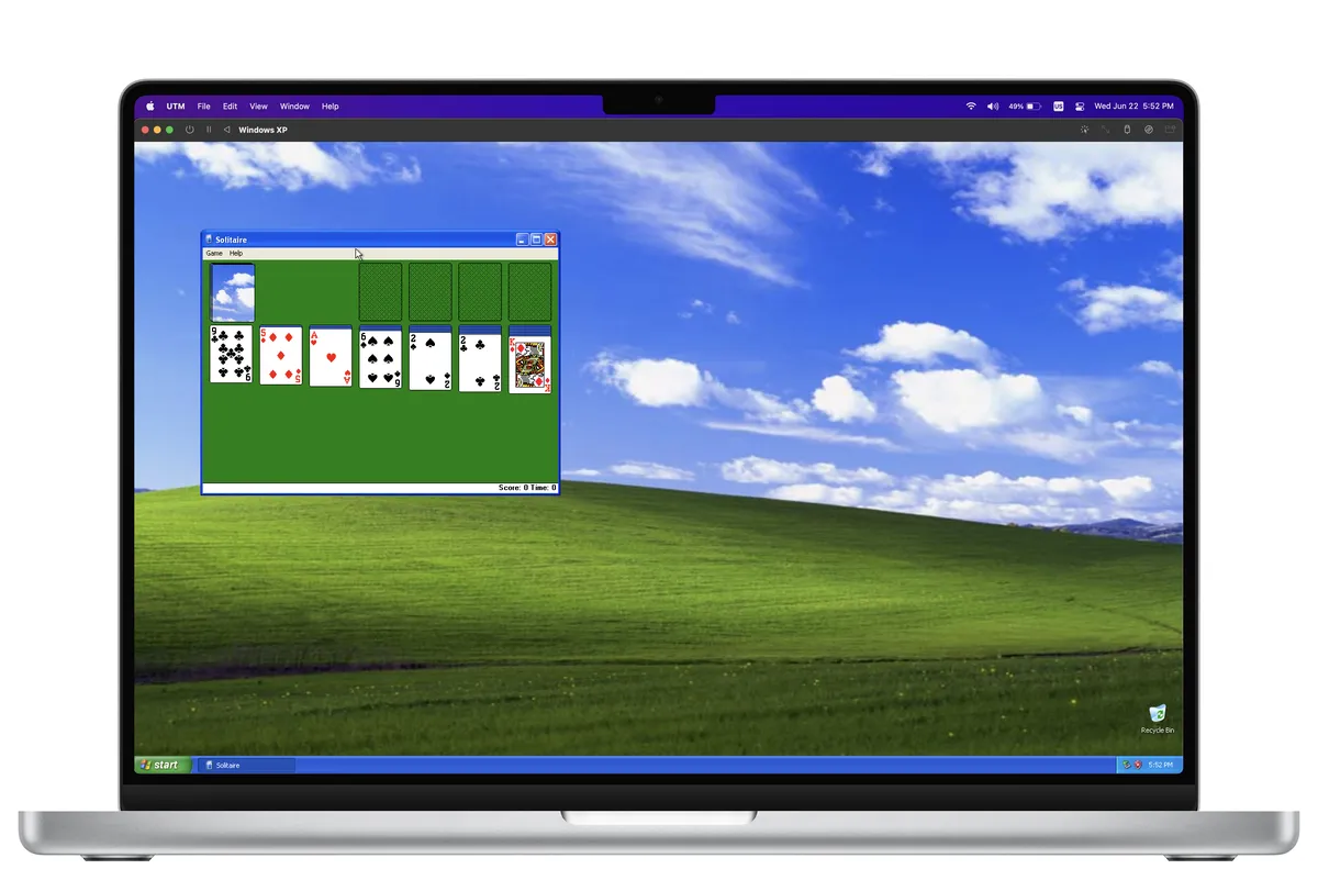 Windows XP running inside UTM on a MacBook